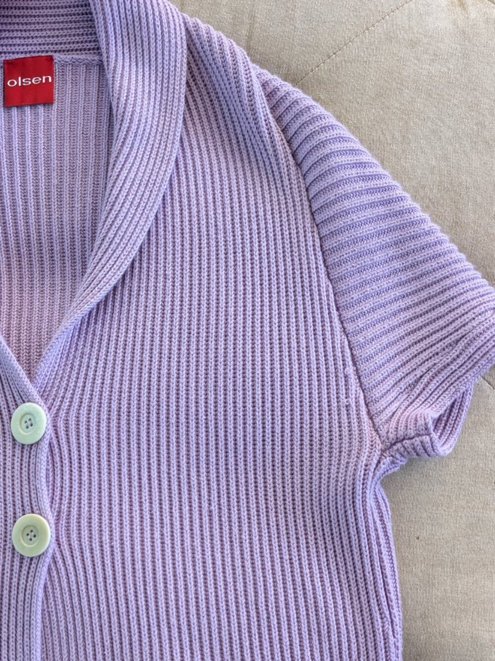 Olsen Purple Ribbed Knit Cardigan Size 8 - Picture 4 of 7